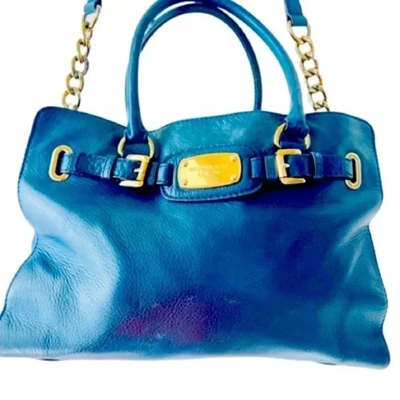 HOST PICK MICHEAL KORS  BLUE PEBBLED LEATHER HAND BAG STRAPPED SHOULDER BAG - Picture 1 of 12